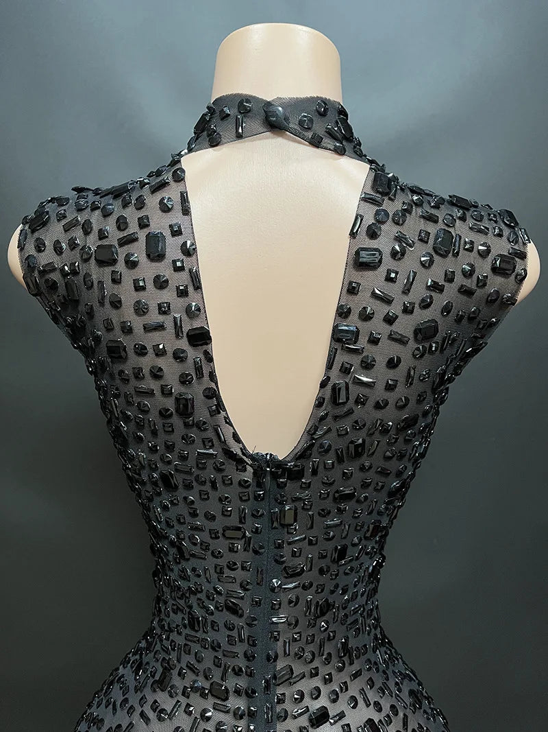 Elegant Luxury Crystal Party Dress Birthday Celebration Dress Bride Diamond Long Prom Dress Mother Formal Grand Party Dress