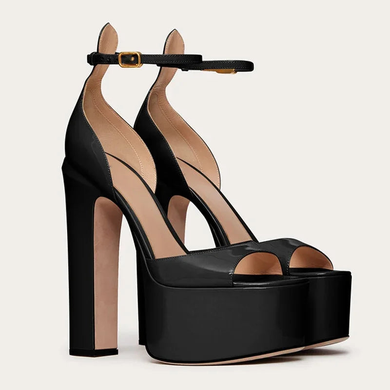 European and American Women's Niche Brand Fashion Sexy Runway Show Banquet Single Shoe Buckle with High Heels Sandals