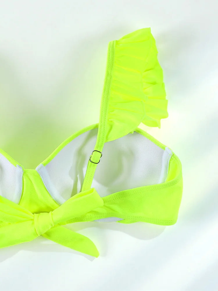 Yellow Bikini Solid Swimwear 2024 Swimsuit Women Low Waist Bathing Suit Summer Beach Wear