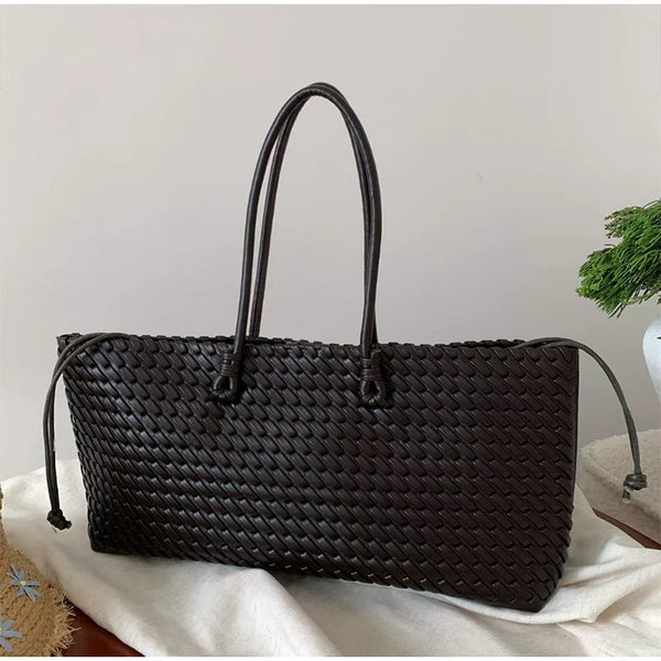Luxury Top Handle Tote Bag Elongated Exquisite Woven Shopping Bag Magnetic Closure Pocket Shoulder Bag Designer Horizontal Purse Wofashion.xyz