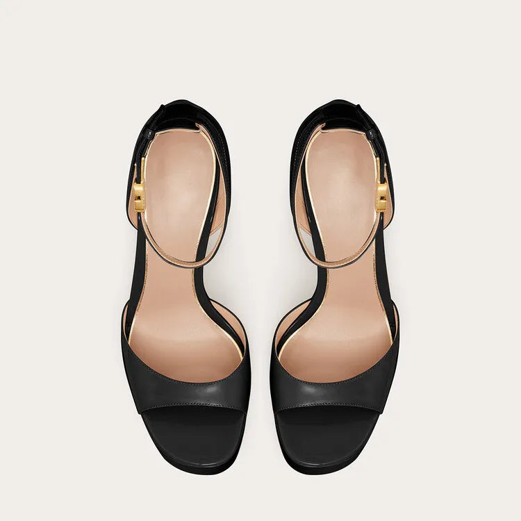 European and American Women's Niche Brand Fashion Sexy Runway Show Banquet Single Shoe Buckle with High Heels Sandals