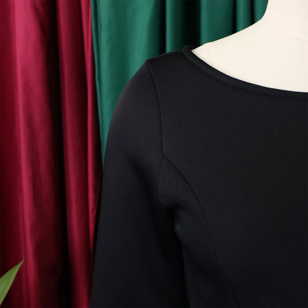 Elegant Party Dress for Woman 2024 Modern O Neck Three Quarter Sleeve High Waisted A Line Mid Calf Birthday Dinner Wedding Cloth