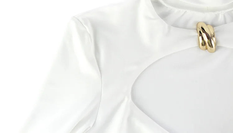 Ahagaga Fashion Women's Party Dresses Solid Hollow Out Turtleneck Regular Long Sleeve Sheath Bodycon Causal Female Vestidos Robe