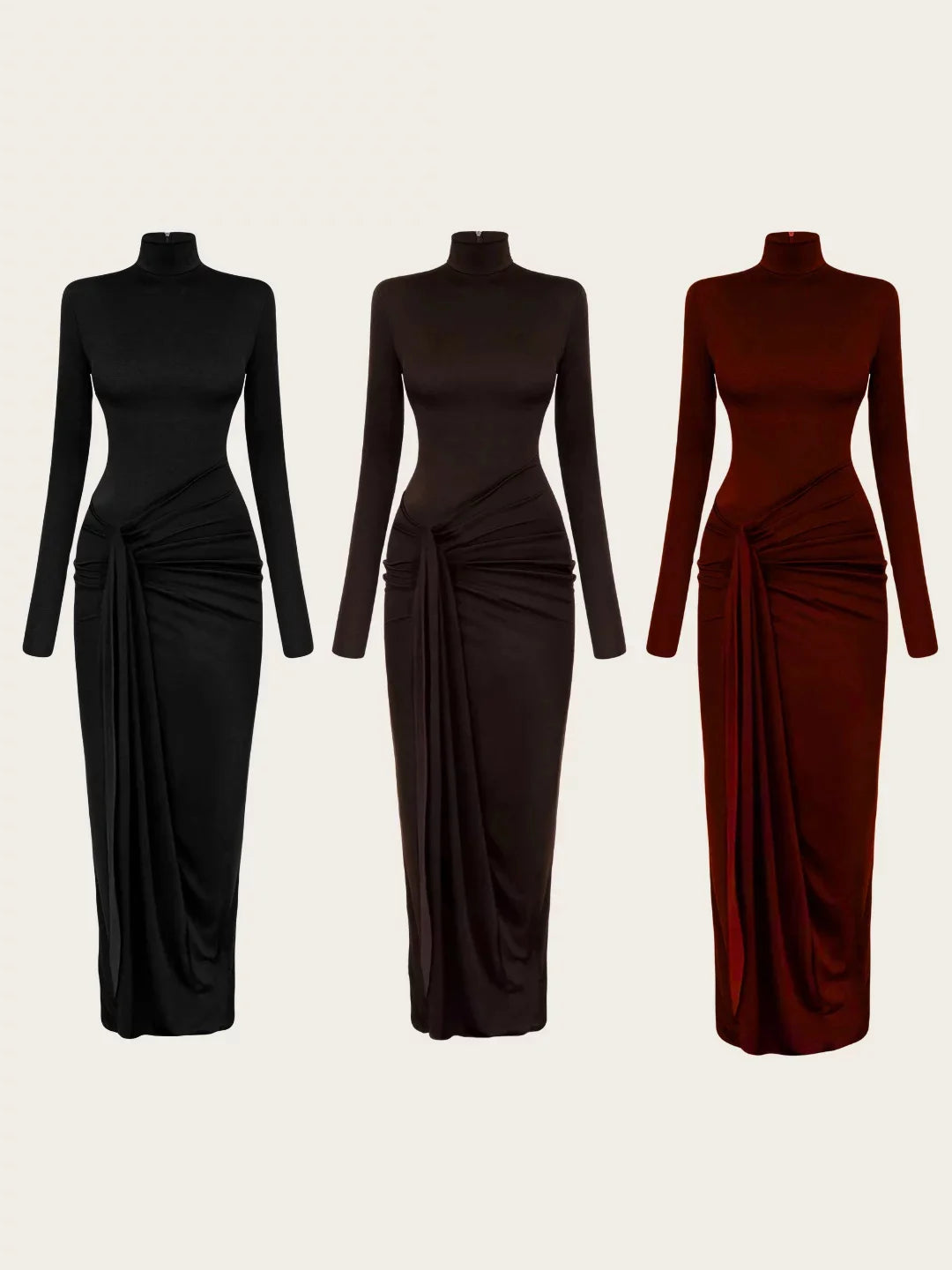 Tossy Fashion Pleated Bandage Long Dress For Women High Waist Slim Patchwork Long Sleeve Elegant Commute Women's Maxi Dress 2025