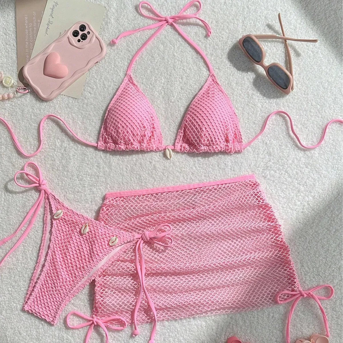 2025 new printed neck halter women's swimsuit suspender sexy bikini split-band hot spring swimsuit Wofashion.xyz