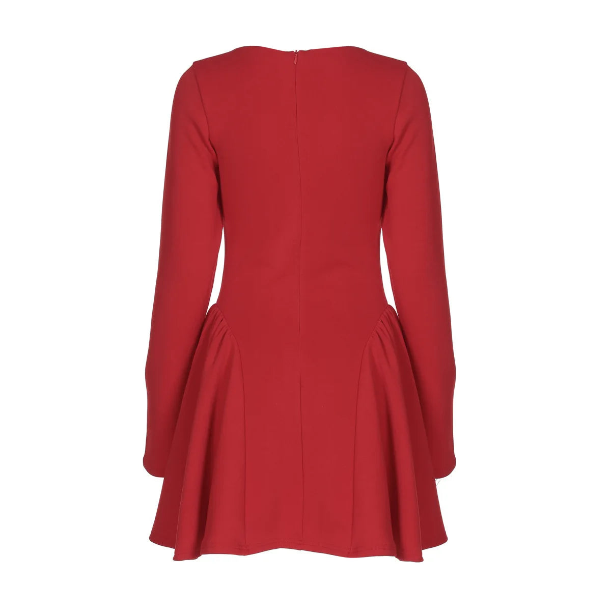 NIDANSSI Red Long Sleeve Evening Party Dress Women 2024 Pleated Robes Elegant Sexy Dress Bodycon Mini Winter Dress Vestidos