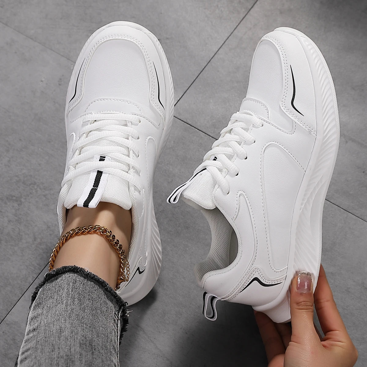 Woman Tennis Sneakers Fashion New Comfort Sports Board Shoes Casual Shoes Female Spring Summer Ladies Female Women Shoe PU