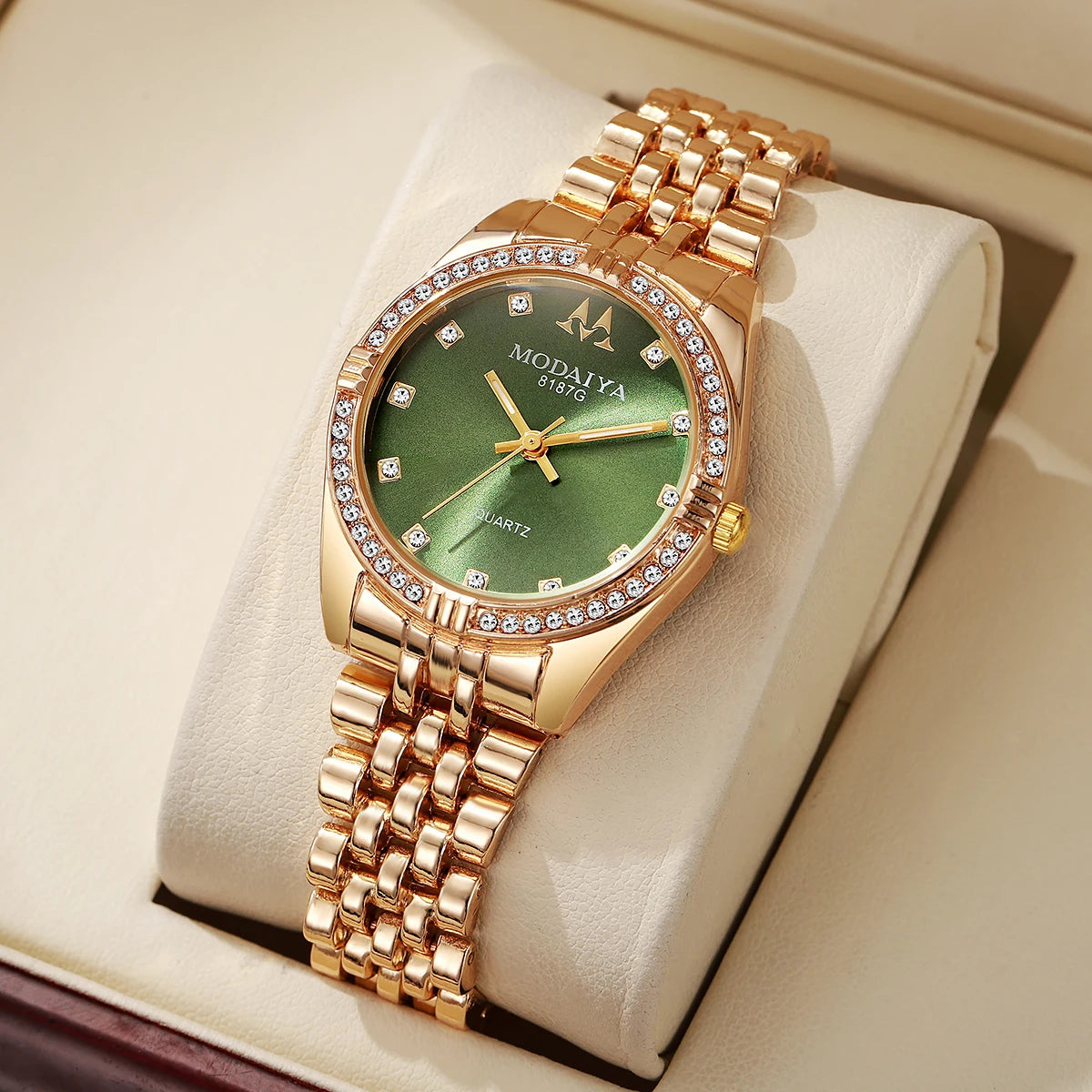 Women Watches Luxurious Quartz Sparkling Rhinestone Dial Dress Wristwatches for Ladies Relogio Feminino
