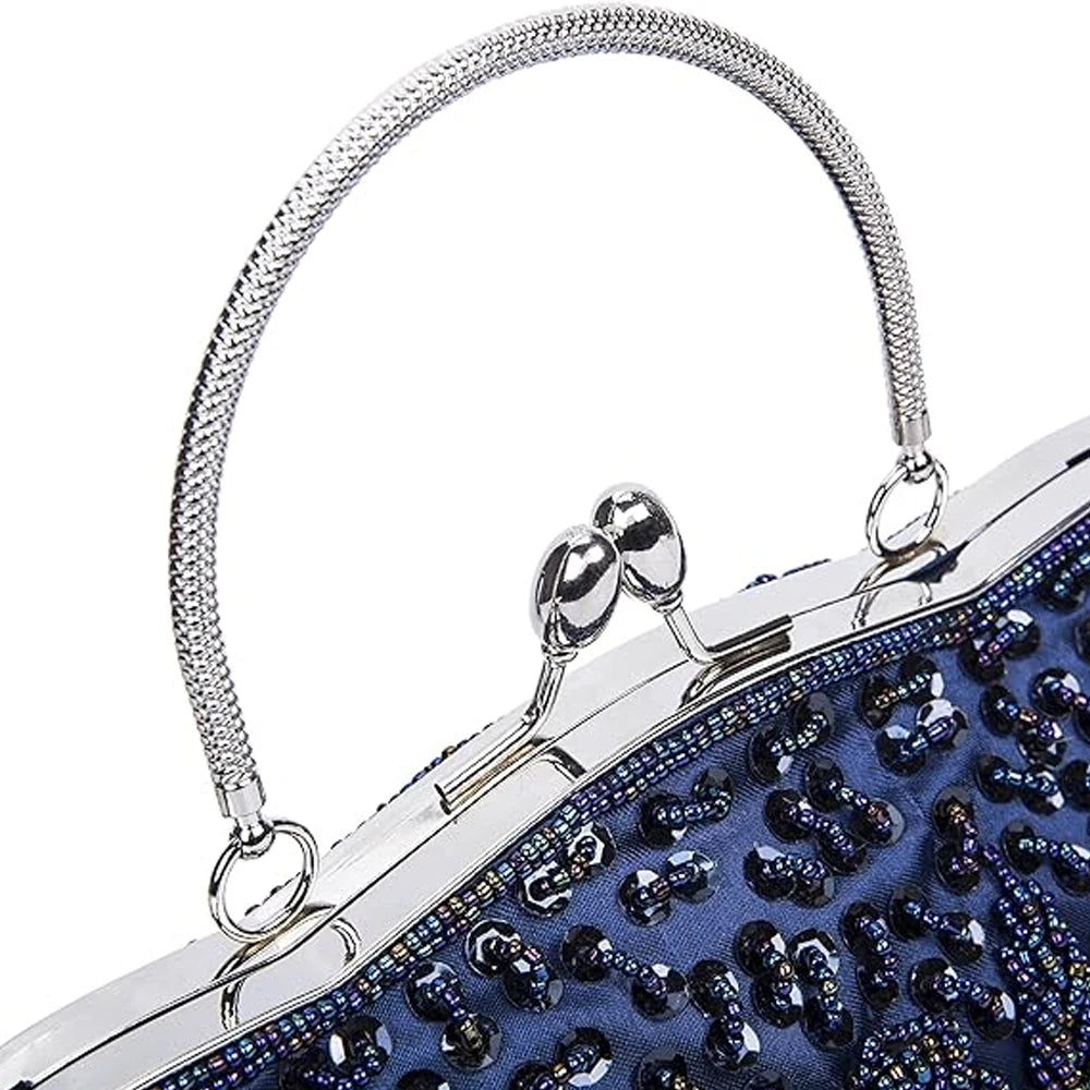 Fashion Retro Women Evening Bags Beaded Ladies Clutch Purse Shoulder Chain Wedding Party Women's Handbag Purses and Handbags