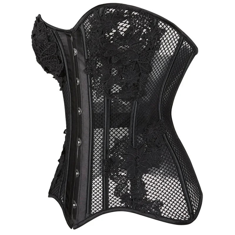 Sexy Bustiers And Corsets Gothic Floral Lace Tops For Women Vintage Corset Hollow Out Breathable Overbust Corselet