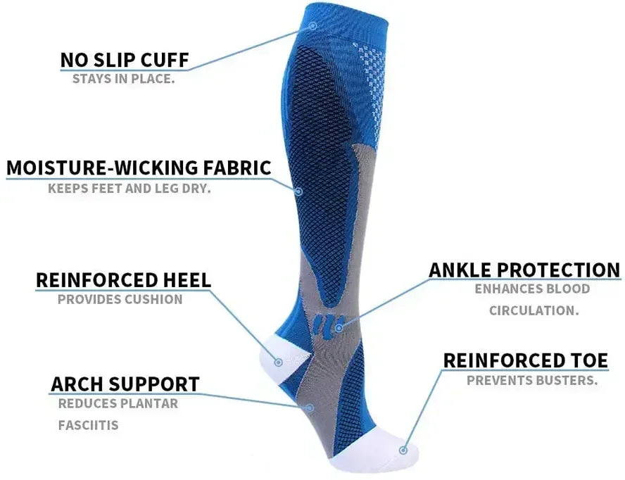 Compression Socks for Men and Women Medical Althetic Sports Nurses Socks Is Best for Running Flight Travel Cycling