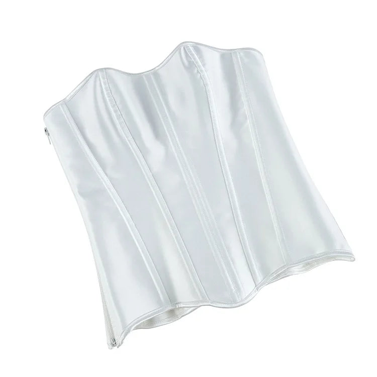White Sexy Corsets Bustiers for Women Overbust Corset Top Corselet Satin Up Zipper Corsetto Shaper Gothic Korsett Black