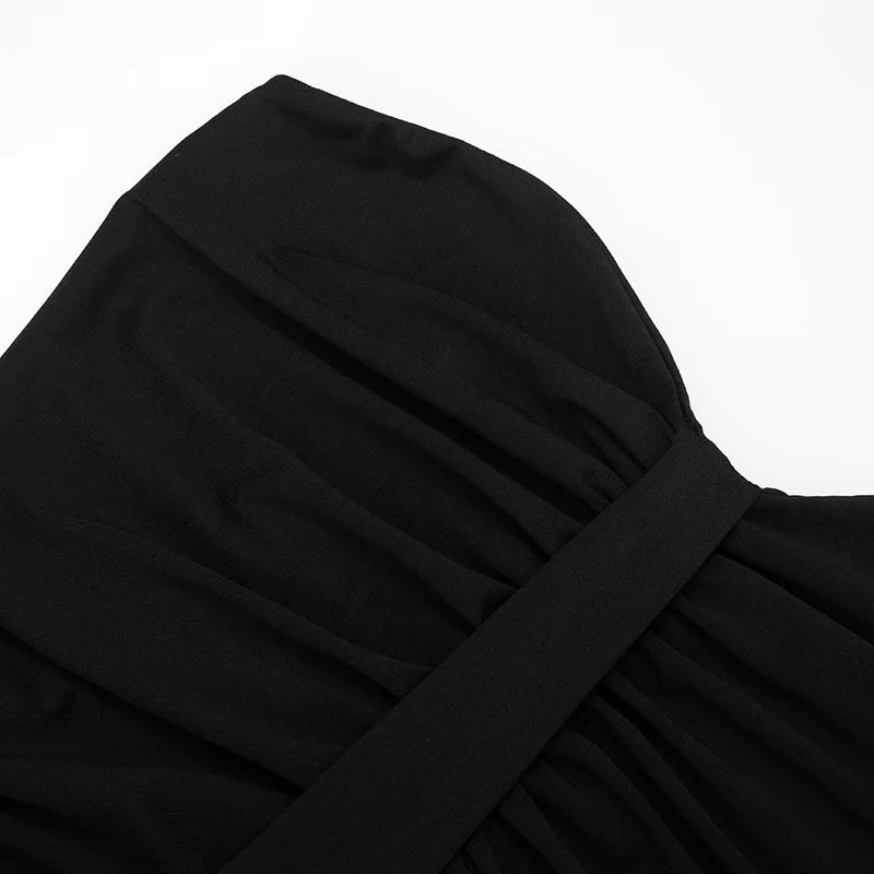 Mozision Off-shoulder Strapless Sexy Maxi Dress Women Gown Elegant Sleeveless Backless Bodycon Draped Ruched Club Party Dress