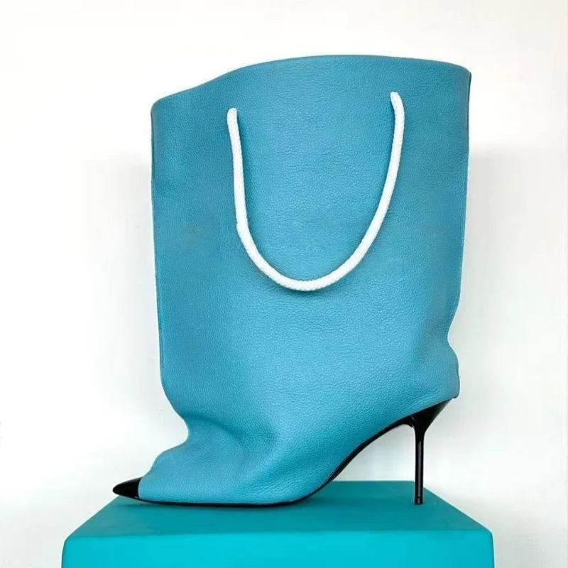 European and American Light Luxury Small Fragrance Fashion, Slim High Heels, Short Boots, Women's Sexy Big Tube Fashion Shoes