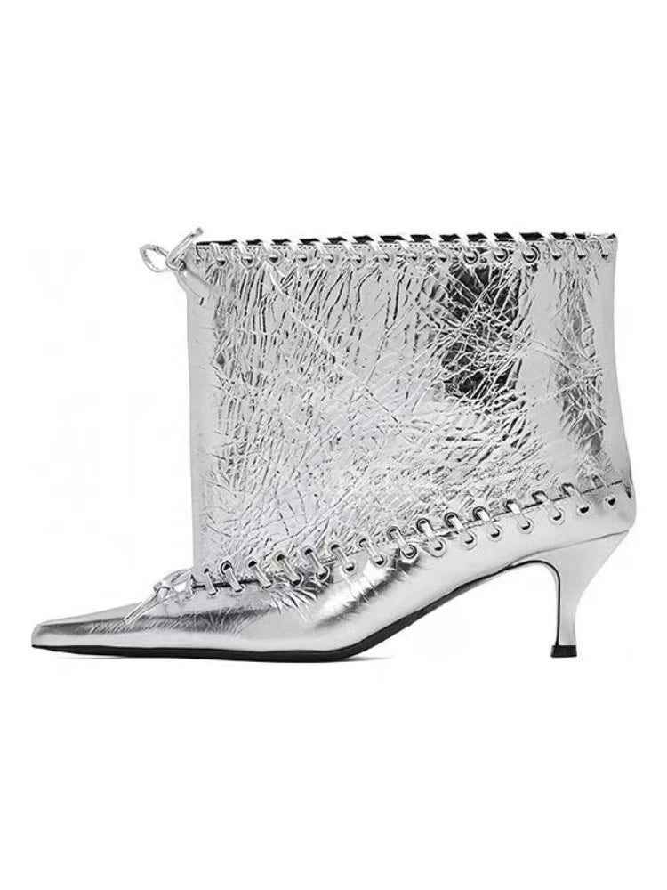 2025 Early Autumn New European and American Fashion Show Niche Fashion Slimming Wide Tube Height Increasing Pleated Pile Boots