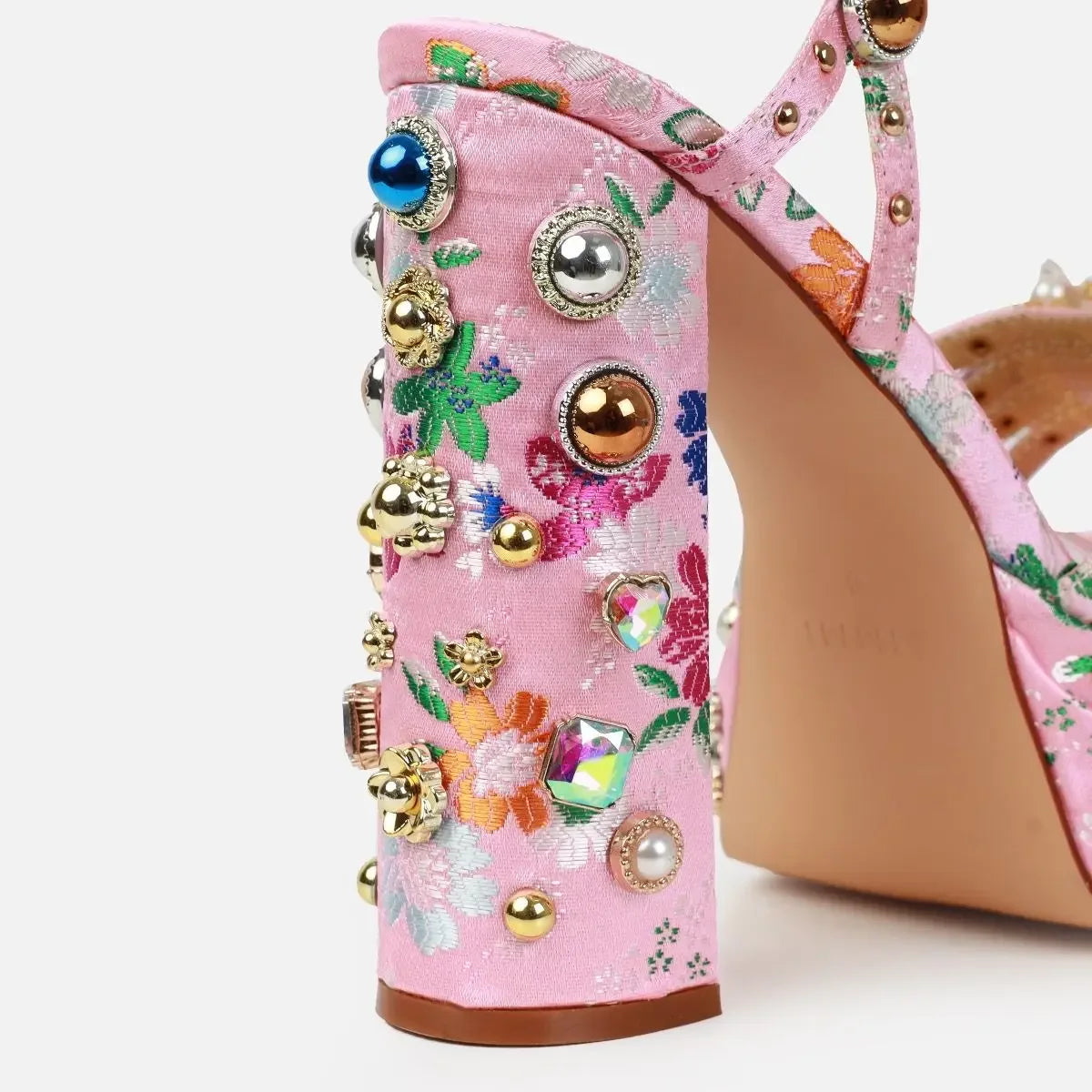 2025 Women's High-heeled Thick Soled Single Buckle Sandals with European and American Sexy Silk Rhinestone Party Shoes