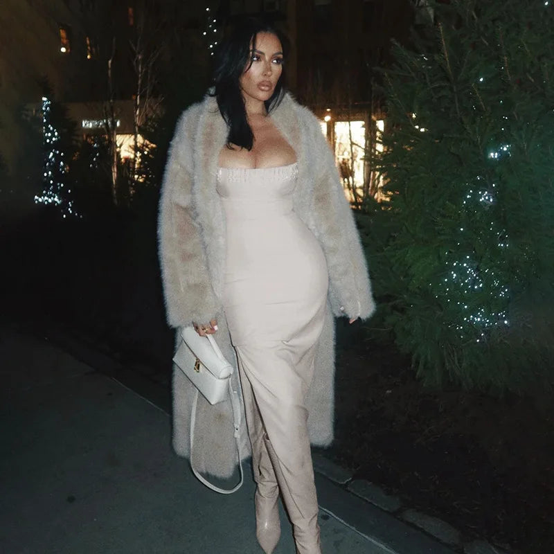 NIDANSSI Beading Split Evening Club Party Dress Women Robes Backless Elegant Sexy Dress Bodycon Midi Long Summer Dress Vestidos