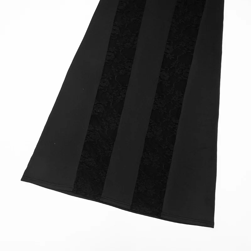 Mozision Lace See Through Long Sleeve Sexy Maxi Dress Women Black Patchwork Hollow Out High Waist Bodycon Club Party Long Dress