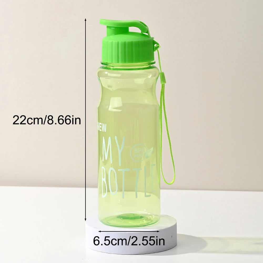 550ml Plastic Water Bottle Portable Sports Cup With Anti Drop Rope Outdoor Water Container Color Transparent Pet Flip Cover