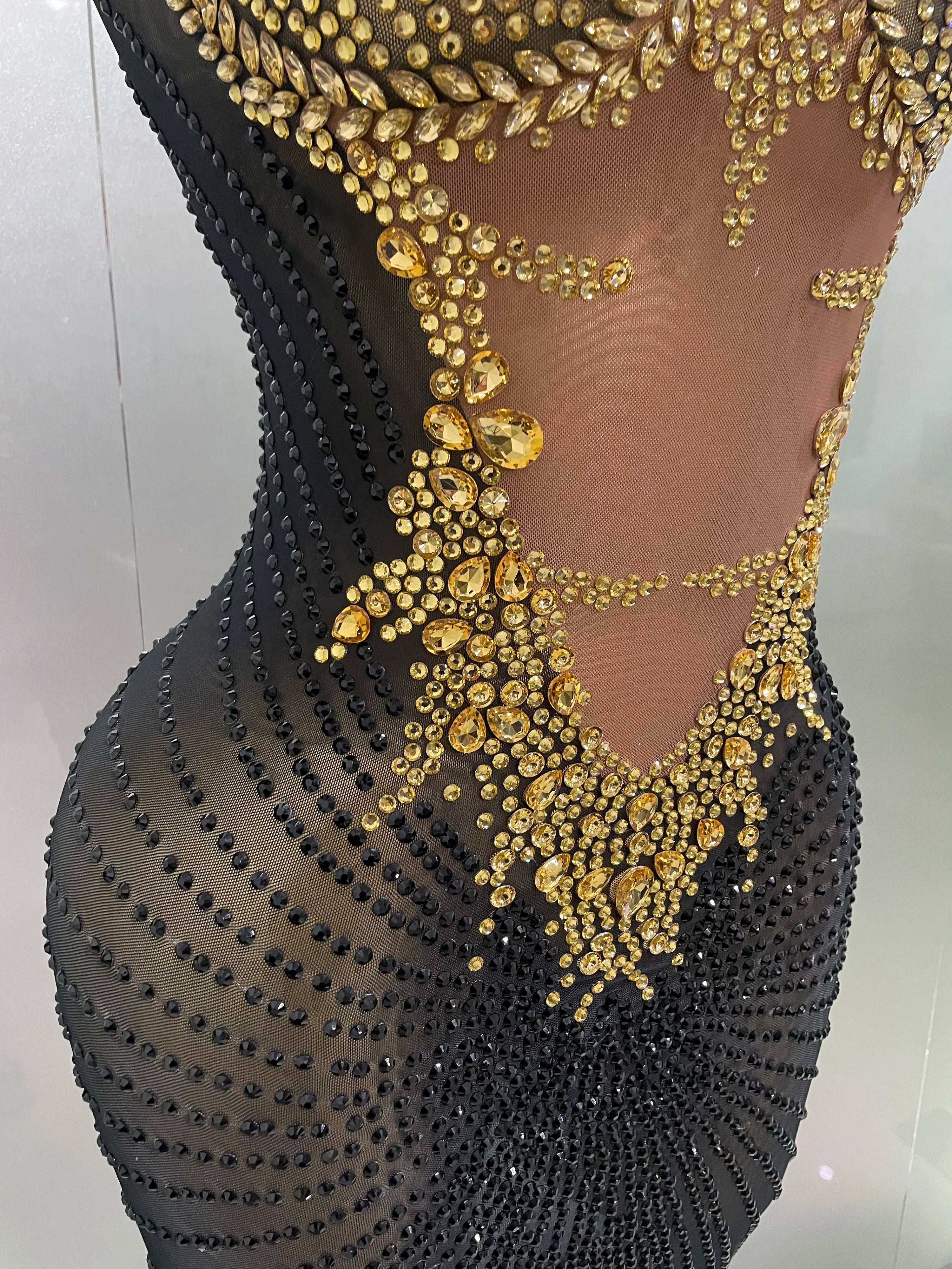 Sexy Sparkly Rhinestones Sleeveless Long Dress 2025 New Women Birthday Celebrate Evening Photo Shoot Stage Performance Costume