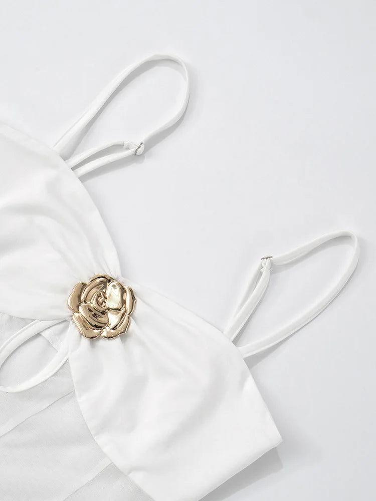 Mozision See Through Spaghetti Strap Sexy Maxi Dress For Women Gown Summer New Metal Buckle Sleeveless Backless Beach Long Dress