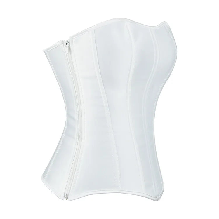 White Sexy Corsets Bustiers for Women Overbust Corset Top Corselet Satin Up Zipper Corsetto Shaper Gothic Korsett Black