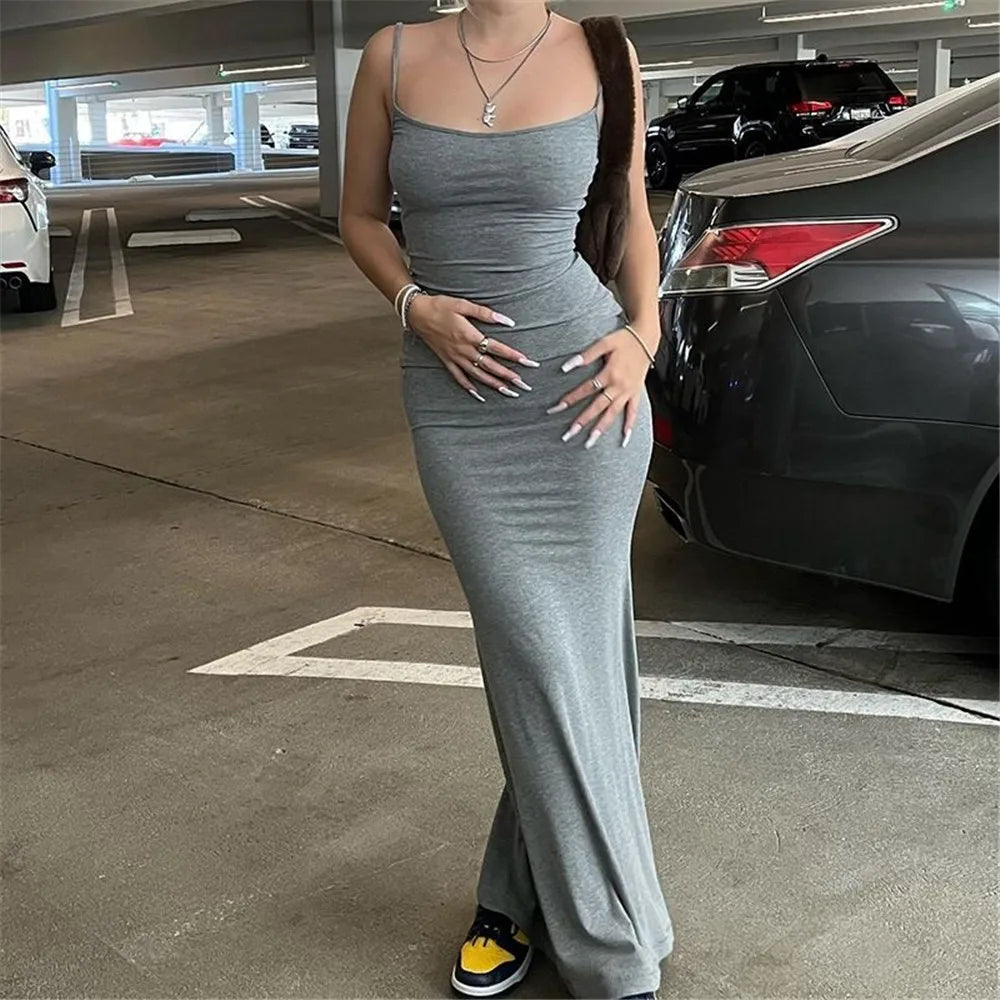 Women's Summer Maxi Dress Casual Lounge Slip Long Y2K Sexy Sleeveless Backless Bodycon  Slim Elegant Prom Party Exotic  Bohemia