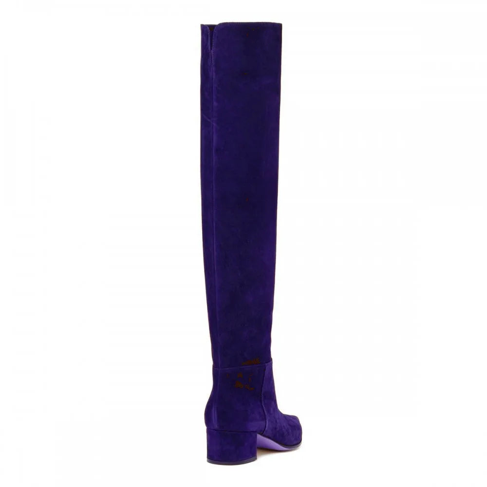 Ladies' Autumn and Winter Suede Thick High-heeled Oversized Knee High Boots, European and American Sexy Versatile Sleeve Boots