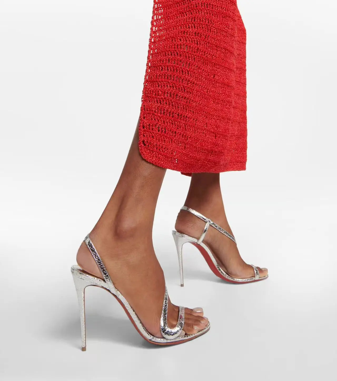 2025 European and AmericanWomen's Summer NewMulti ColorSerpentine Wrapped StrawStiletto High Heels Sexy Outerwear French Sandals