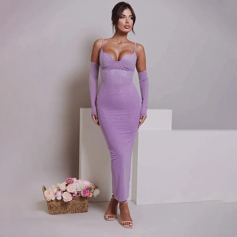 Mozision Glitter Spaghetti Strap Sexy Maxi Dress For Women Black Sparkle Off-shoulder Backless Bodycon Club Party Long Dress