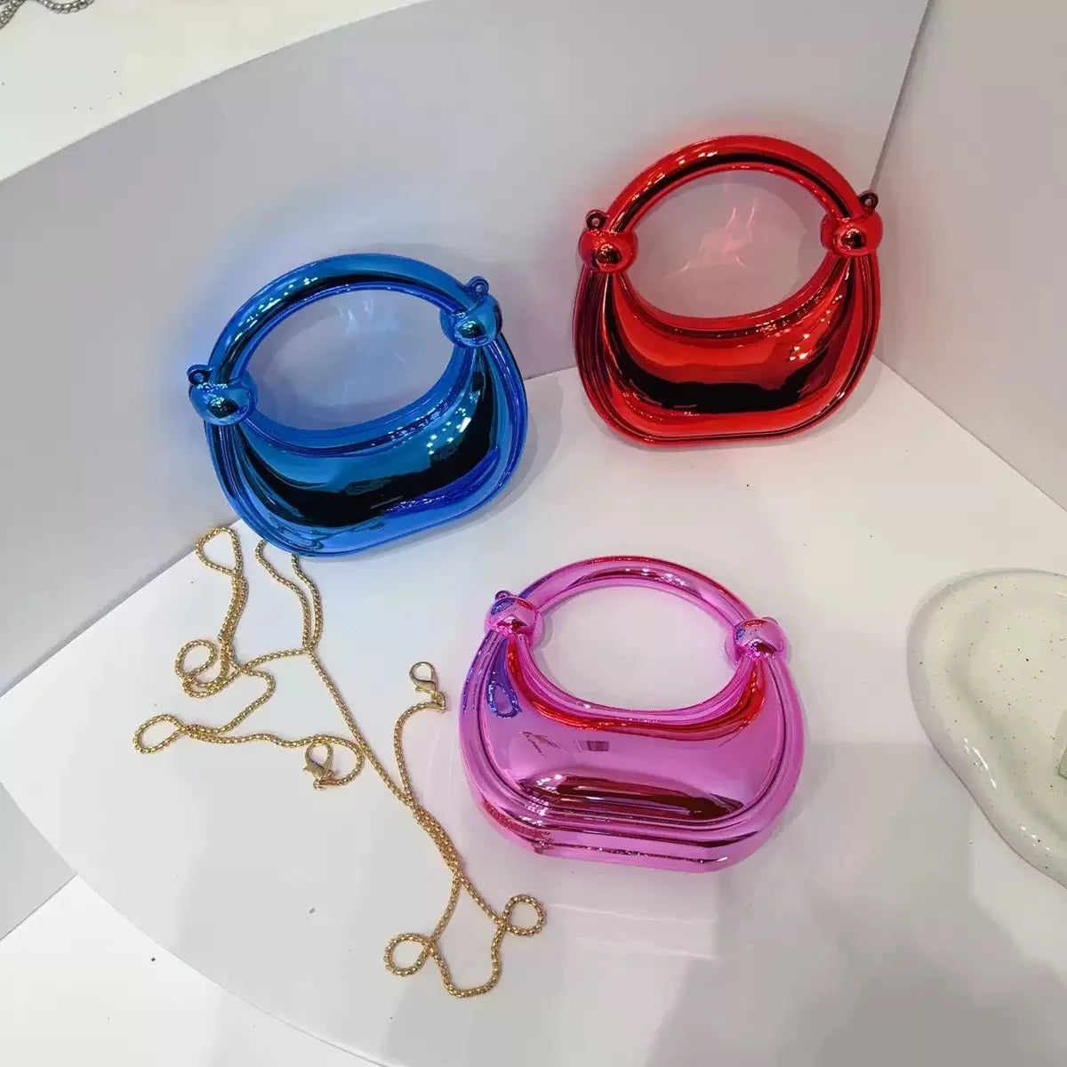 Mini Golden Evening Bag Purses and Handbags Luxury Designer Shoulder Bags Funny Shape Party Wedding Acrylic Knot Clutch Purse