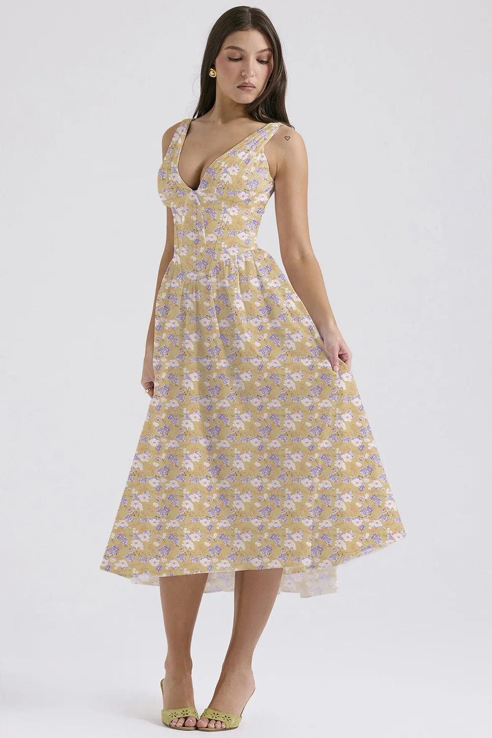 NIDANSSI White Pleated Lace Up Backless Holiday Casual Dress Women Elegant Sexy Dress Bodycon Midi Long Summer Dress Vestidos