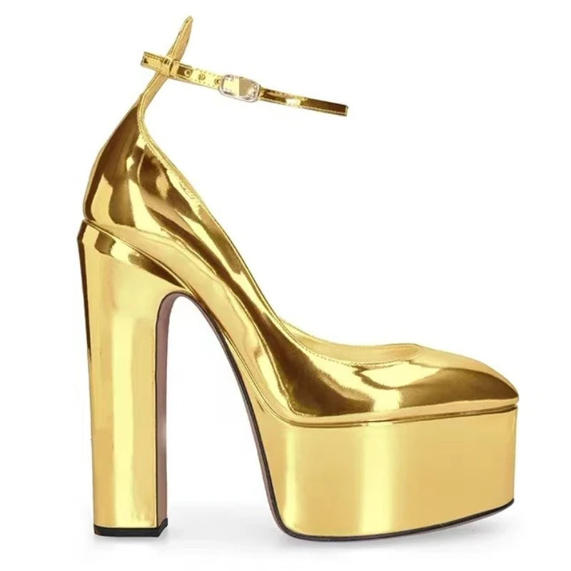 European and American Women's Niche Brand Fashion Sexy Runway Show Banquet Single Shoe Buckle with High Heels Sandals