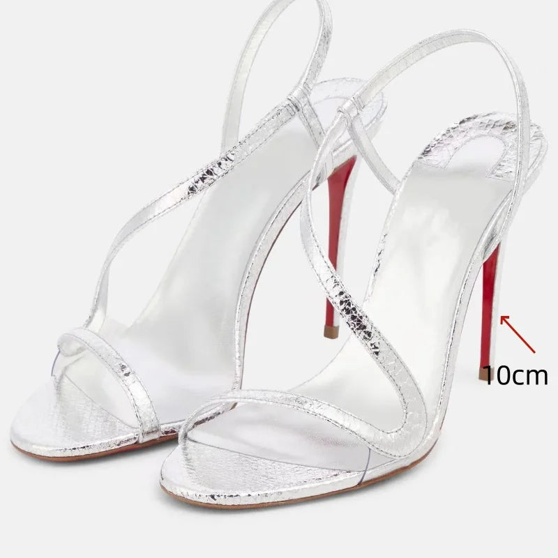 2025 European and AmericanWomen's Summer NewMulti ColorSerpentine Wrapped StrawStiletto High Heels Sexy Outerwear French Sandals