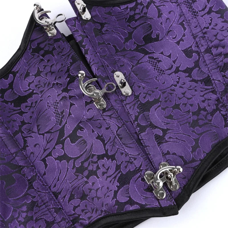 Underbust Purple Corset Woman Belt Plus Size Top Short Plastic Boned Girdles Slimming Waist Shapers Gothic Clothing Bodice