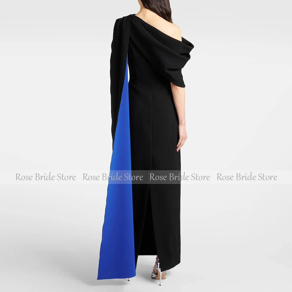 Elegant Evening Party Dresses for Women One Shoulder Column Cocktail Gowns Black Ankle Length Draped Maxi Cocktail Dress 2025