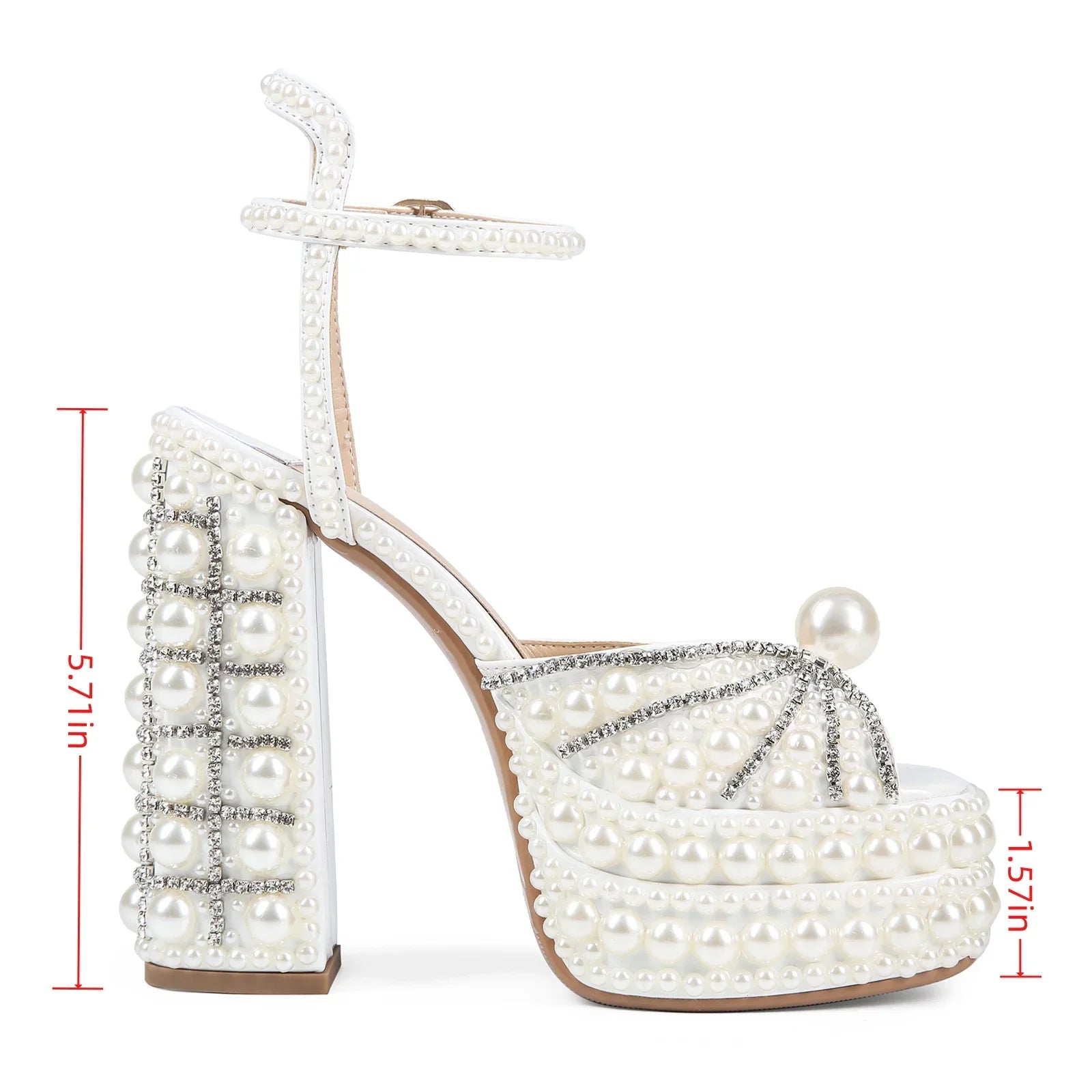 Highqualityhandmaderhinestonerough High-heeledthicksoled Fishmouth Sandalsfrom Europe AndAmerica, Women's Sexy Rivet Party Shoes