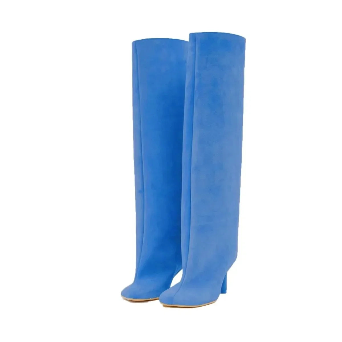 2024 European and American Fashion Stiletto Heels Wide Leg Knee Sleeve Boots Women's Square Head Suede Warm Boots
