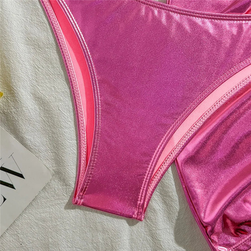 Gold Micro Thong String 3 Piece Bikini Set Damen Halter Swimwear Skirts Cover Ups Sexy Swimsuit Women 2025 Bathing Suit Bikinis