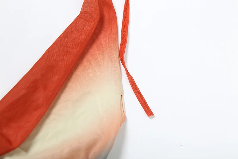 Mozision Print Sexy Mesh Halter Skirt 2 Pieces Sets For Women Off-shoulder Sleeveless Backless Tops And Skirt Two Pieces Sets