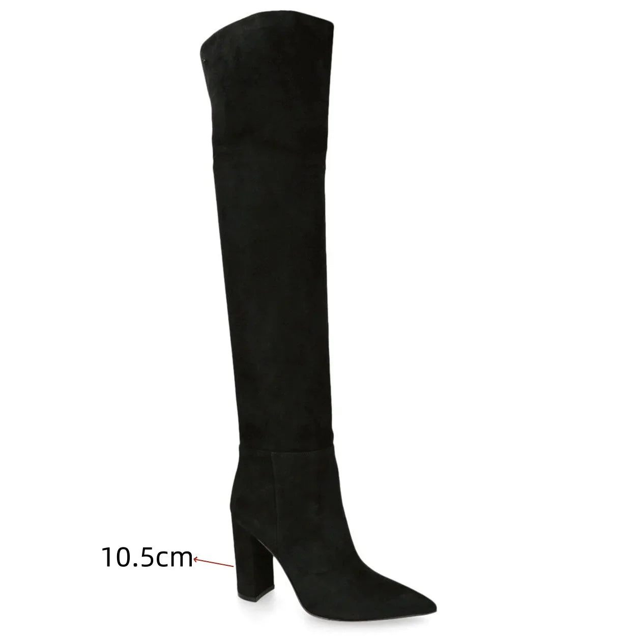 Ladies' Autumn and Winter Suede Thick High-heeled Oversized Knee High Boots, European and American Sexy Versatile Sleeve Boots