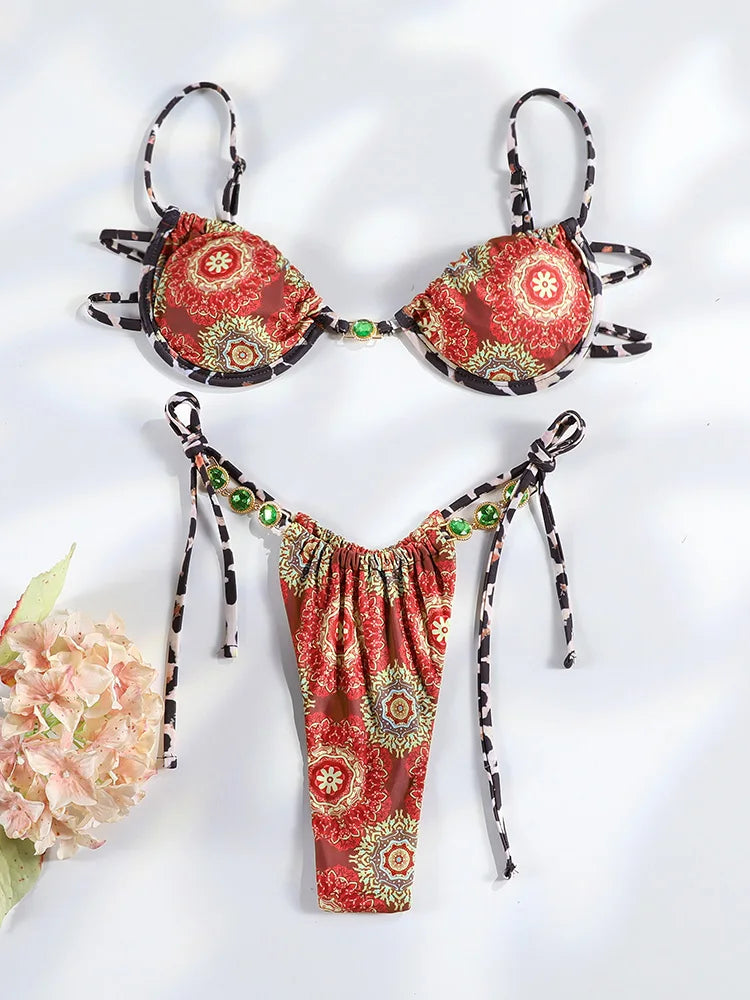 Sexy Bikinis Print Swimwear Summer Swimsuits For Women Low Waist Bathing Suit 2025 Bathsuit