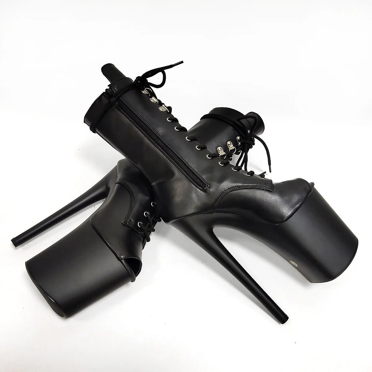 20CM Thin Heels Ankle Boots Extended Shoes length Platform Peep Toe High Heels Pole Dance Shoes Women Side Zipper Botas Mujer