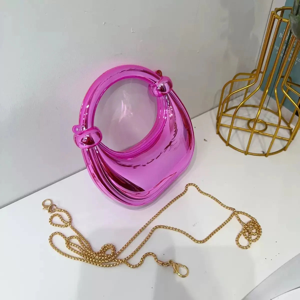 Mini Golden Evening Bag Purses and Handbags Luxury Designer Shoulder Bags Funny Shape Party Wedding Acrylic Knot Clutch Purse