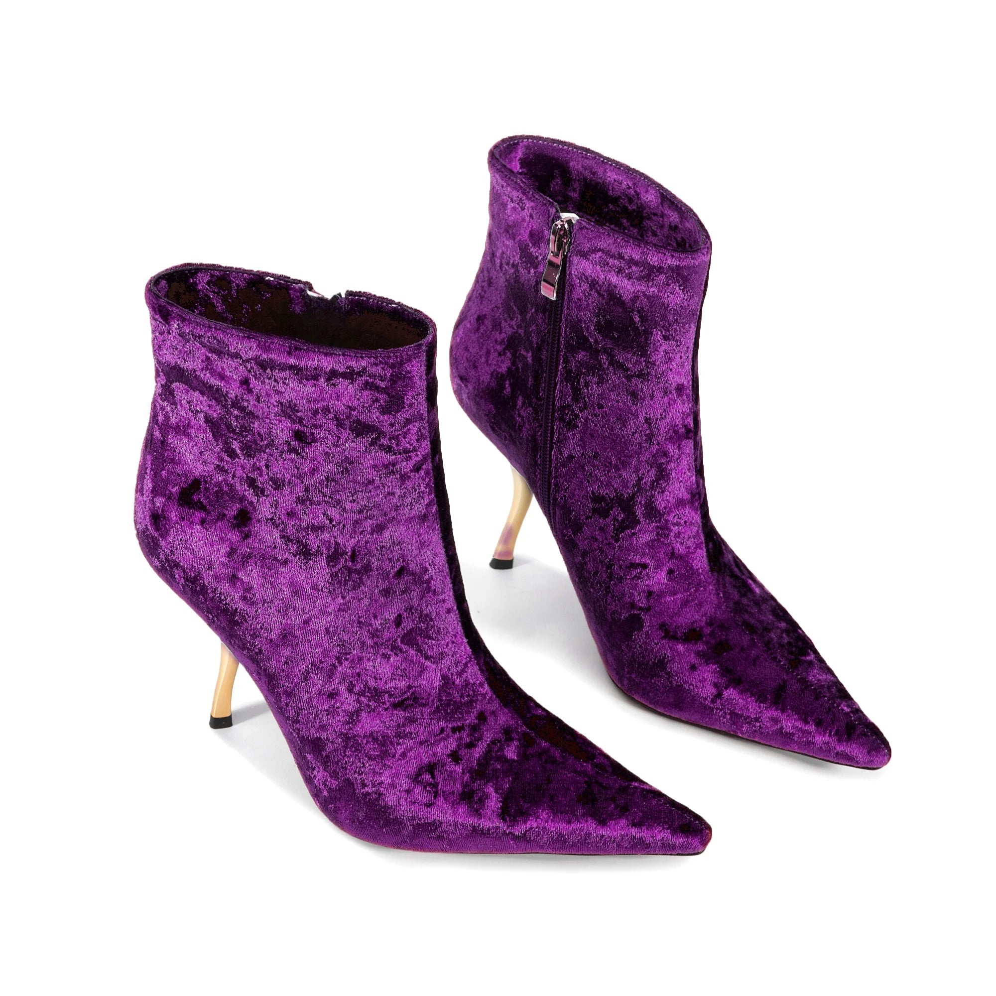 2025European AndAmerican Women's Autumn Andwinter New Style Metal High Heels,advanced Stonepattern Sidezipper Pointed Shortboots