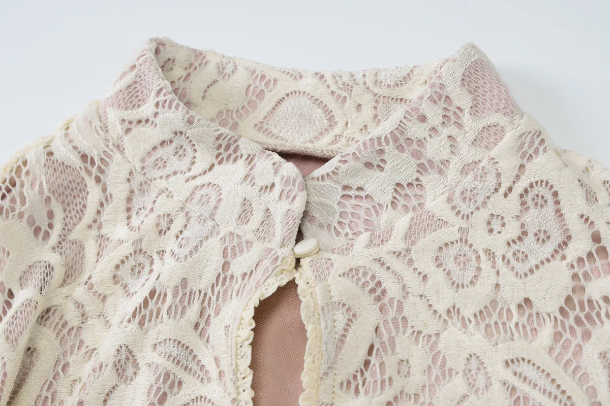 NIDANSSI White Lace Lining Hollow Out Autumn Dress Women 2024 Robes Elegant Evening Party Dress Bodycon Mini Dress Vestidos