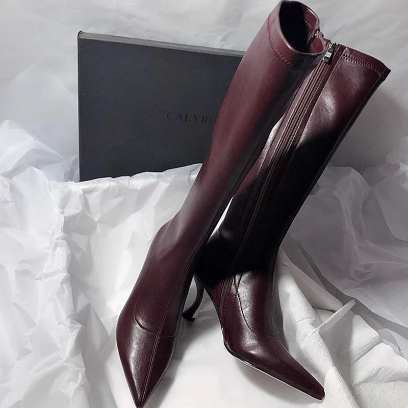 Women's High Boots High Heels Designer Pointed Toe Shoes Winter 2025 Fashion Chelsea Boots New Pumps Elegant Mujer De Zapatos
