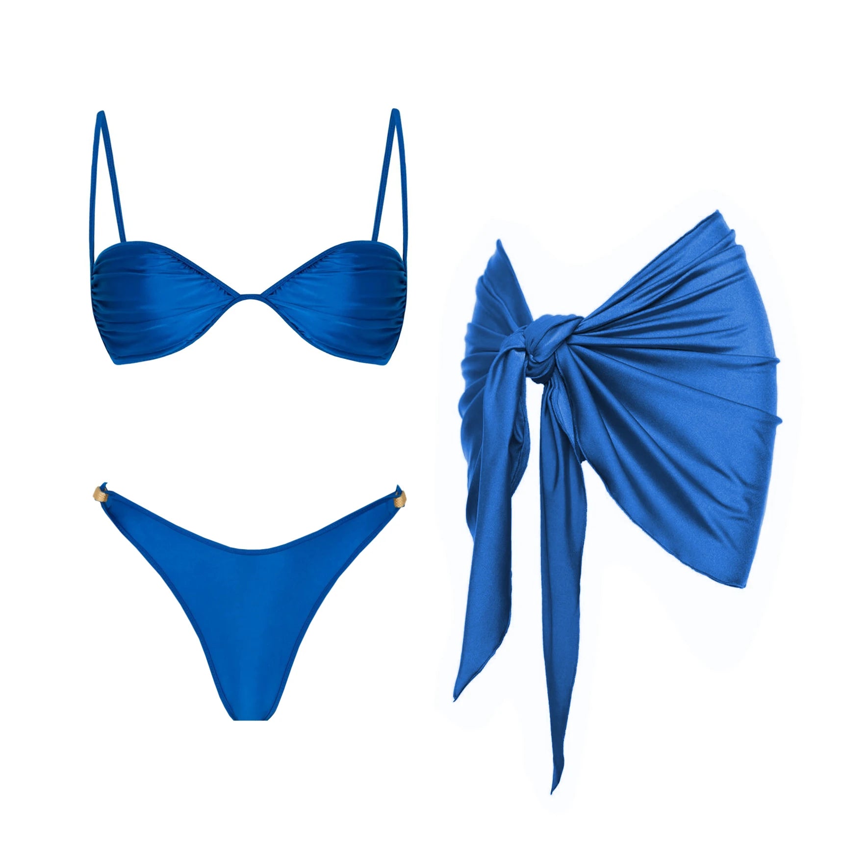 3Pcs Bandeau Biquini 2025 Sexy Women Swimsuit Female Push Up Swimwear Micro Bikini Bathingsuit Beachwear Shiny Brazilian Biquini