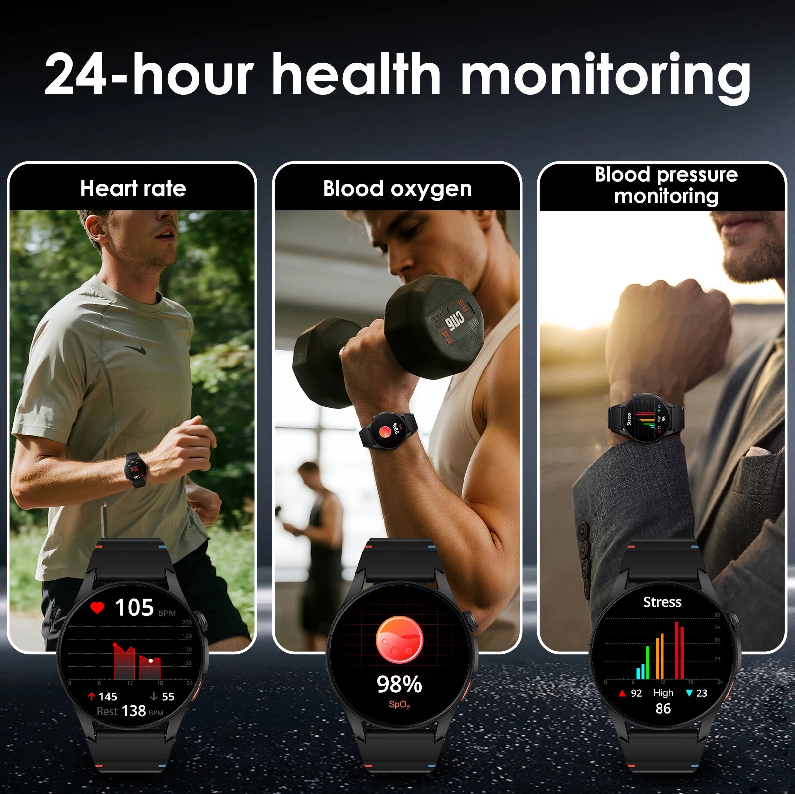 Smart Watch 1.43" AMOLED Screen Bluetooth Call GPS Fitness Tracker 150+ Sport Modes Heart Rate/SpO2 Monitor 450mAh