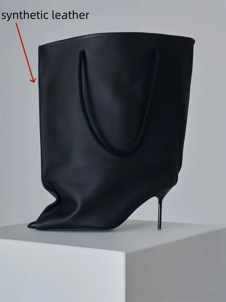 European and American Light Luxury Small Fragrance Fashion, Slim High Heels, Short Boots, Women's Sexy Big Tube Fashion Shoes